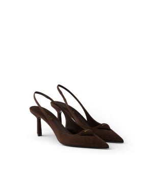 Prada Suede Slingback Pumps - White