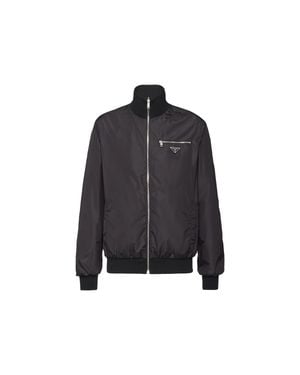 Prada Reversible Brand-Plaque Wool And Nylon Jacket - Black