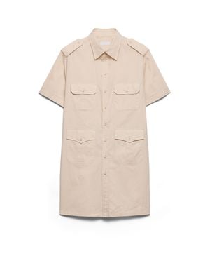 Prada Short-Sleeved Cotton Shirt, Natural