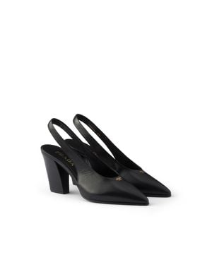Prada Slingback-Pumps Aus Leder, Damen, Größe - Schwarz