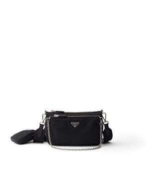 Prada Re-Nylon And Saffiano Leather Mini Shoulder Bag - Black