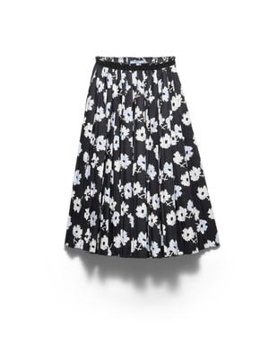 Prada Pleated Poplin Skirt - White
