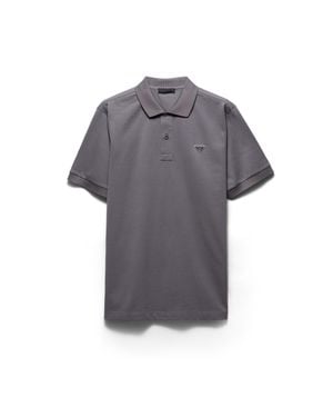 Prada Piqué Polo Shirt - Grey