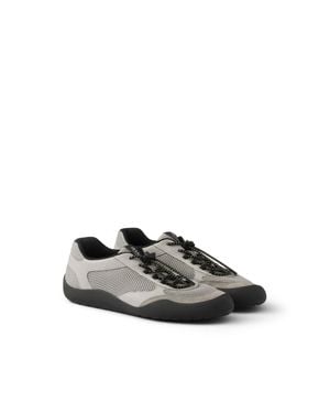 Prada Speedrock Leather And Mesh Fabric Trainers, Size 6 - White