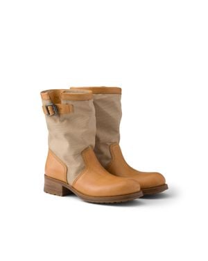 Prada Bottes En Cuir Et Toile, Femme, Taille - Blanc