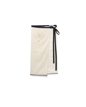 Prada Embroidered Striped Apron - White