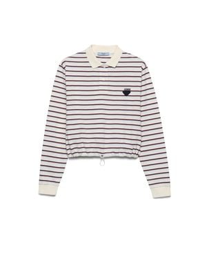 Prada Striped Piqué Polo Shirt - White