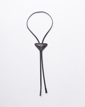 Prada Saffiano Leather Bolo Tie - White