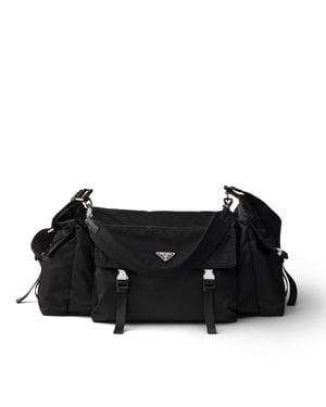 Prada Explore Re-Nylon And Leather Duffel Bag - Black
