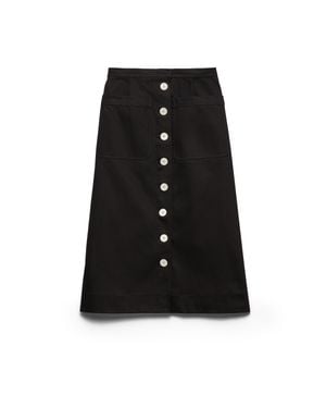 Prada Cotton Drill Midi Skirt - Black