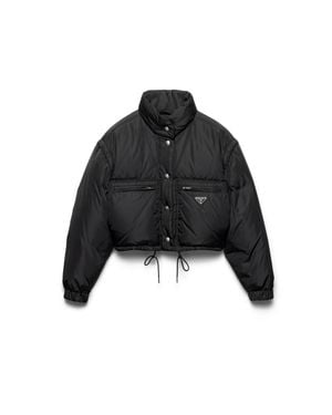 Prada Cropped Re-Nylon Down Jacket - Black