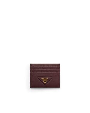 Prada Leather Card Holder - Purple