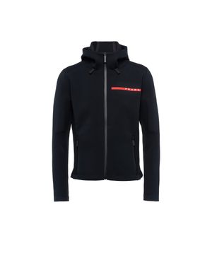 Prada Techno Piqué Hoodie - Blue
