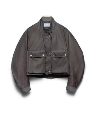 Prada Washed Re-Nylon Blouson Jacket, Lead - Gray