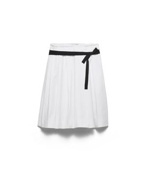 Prada Belted Gabardine Skirt - White