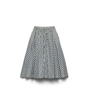 Prada Full Checked Chambray Skirt, Ivory - Gray