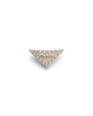 Prada Triangle-Logo Hair Clip - White