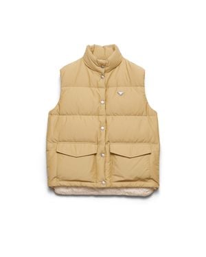 Prada Triangle-Logo Technical Fabric-Down Gilet - Natural