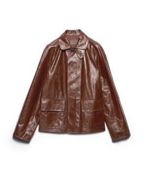 Prada Vintage-Look Leather Blouson Jacket - Brown