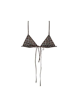 Prada Bh-Top Aus Georgette Mit Karo, Damen, Größe - Mehrfarbig