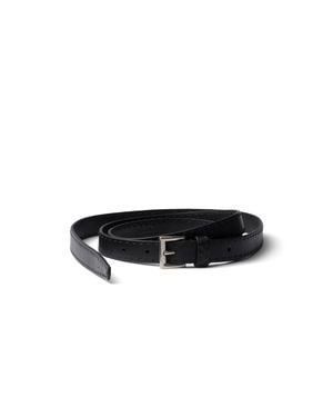 Prada Antiqued Leather Belt - Black