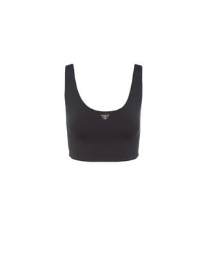 Prada Sleeveless Triangle Crop Top - Black