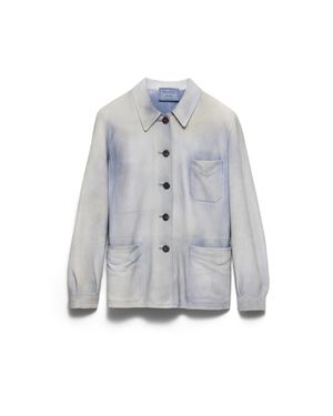 Prada Suede Caban Jacket, Sky - Grey