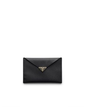 Prada Saffiano Leather Envelope Clutch - Black