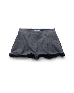 Prada Grisaille And Antiqued Satin Shorts - Blue