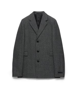 Prada Single-Breasted Wool Jacket, Slate - Gray