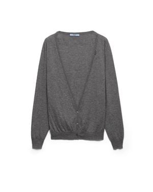 Prada Strickjacke Aus Kaschmir, Damen, Größe - Grau