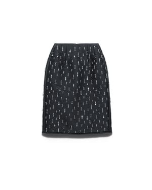 Prada Embroidered Scuba Midi-Skirt - Black