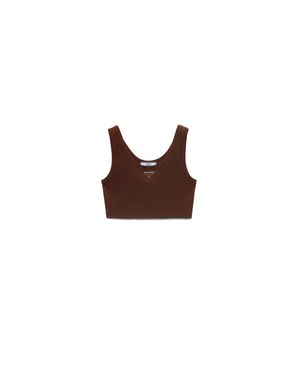 Prada Ribbed Triangle Crop Top - Brown