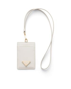 Prada Porte-Insigne En Cuir Saffiano, Femme - Blanc