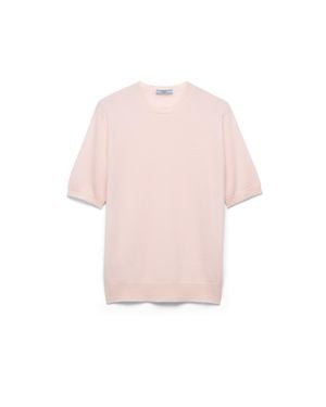 Prada Short-Sleeved Cashmere T-Shirt - Pink