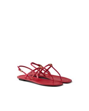 Prada Zehenstegsandalen Aus Lackleder, Damen, Größe - Rot