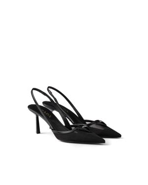 Prada Mesh Fabric Slingback Court Shoes - White