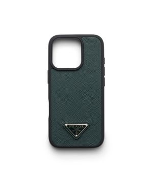 Prada Coque Pour Iphone 16 Pro Max En Cuir Saffiano, Homme - Vert