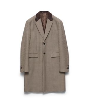 Prada Single-Breasted Mohair Wool Coat - Brown