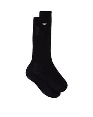 Prada Superfine Ribbed Socks - Black