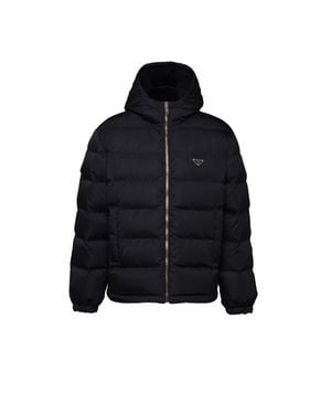 Prada Cropped Re-Nylon Down Jacket - Blue