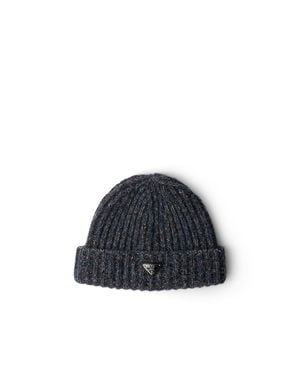 Prada Mouliné Cashmere And Wool Beanie - Blue