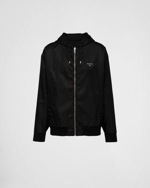 Prada Reversible Cotton Fleece And Re-nylon Hoodie - Black