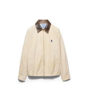 Prada Embroidered Garment-Dyed Old Gabardine Blouson Jacket - Natural
