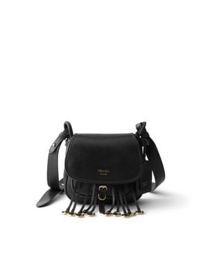 Prada Corsaire Aged Leather Mini Shoulder Bag - Black