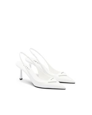 Prada Brushed Leather Slingback Court Shoes 75 - White