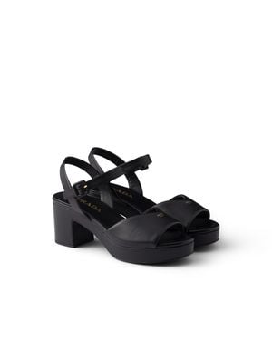 Prada Padded Nappa Leather Sandals, Size 35 - Black