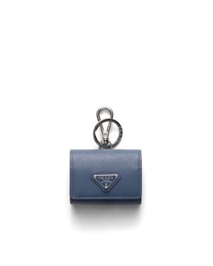 Prada Saffiano Leather Headphone Case With Keychain, Aviation - Blue