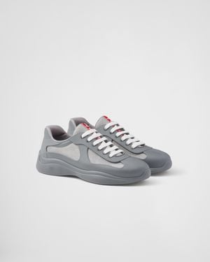Prada America's Cup Original Leather And Mesh Trainers - Grey
