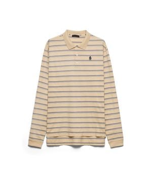 Prada Striped Cotton Piqué Polo Shirt - Natural
